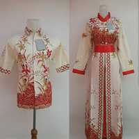 Jual couple muslim/batik couple/batik seragam/baju couple/gamis batik putih Murah