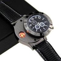 Jam Tangan Pria Korek Elektrik USB Hadiah Api Rokok Quartz Casio OULM