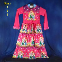 (SMB024) Baju Muslim Anak Gamis Anak Frozen Fever Remple Size 1,2,3