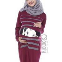 Termurah Baju Hamil Unik Midi Dress BP1 Maroon Momoty Juni Online Sho