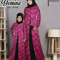 Baju Muslim Gamis Couple Mom Kid/Cp Ibu Anak Maxi Brukat Novie Magenta