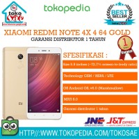HP XIAOMI REDMI NOTE 4X 4 64 GOLD GARANSI DISTRIBUTOR 1 TAHUN ANDROID