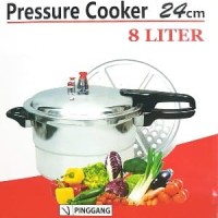 Panci Presto 8 Liter & Steamer - Trisonic Pressure Cooker 24cm Diskon
