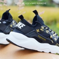 SEPATU MURAH NIKE CASUAL HURACHE SUPREME SPORT WANITA HITAM EMAS