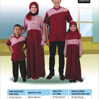 Sarimbit Keluarga - zenitha - ZN 330 Maroon - Baju Muslim Keluarga