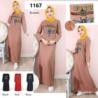 1167#Gamis or dress gucci, bahan kulit jeruk ld 90-100 pj 133