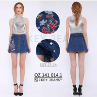 Jual Rok Celana Jeans Wanita Lavender Skort Bigsize Big Size Bordir Murah Murah