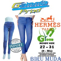 Celana Soft Jeans HERMES BIRU MUDA Skinny WANITA GROSIR