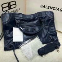 ORI LEATHER TAS BALENCIAGA MOTORCYCLE LARGE SZ38 CM NAVY LAMBSKIN FUL