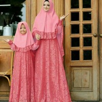 Diskon Baju Couple Busana Muslim Keluarga / Ibu & Anak Cpmk Naura Pink
