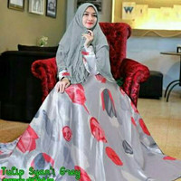Syari Tulip Abu Baju Muslim Wanita Kekinian Gamis Syar i Model Terba