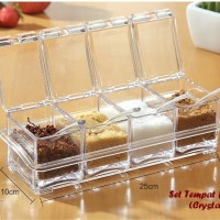 Rak Tempat Bumbu Seasoning Box Serbaguna 4 in 1-Crystal Seasoning Box