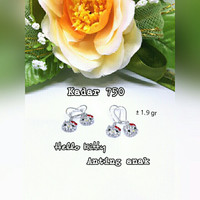 Anting emas putih anak Hello Kitty kadar 75%