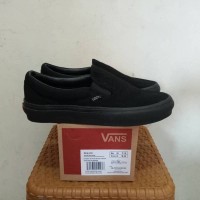 SEPATU SNEAKERS VANS SLIP ON FULL BLACK ORIGINAL BNIB