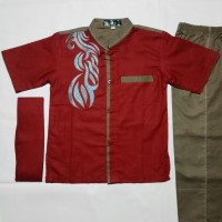 Baju Koko Anak Laki 3In1 Premium Design - Setelan Muslim Lengan Pendek