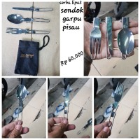 sendok pisau garpu serpa lipat allumunium multitool Murah