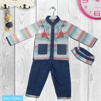 SALE Stelan Koko Bayi plus topi Motif Bordir Rainbow pakaian muslim p