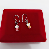 ANTING ANAK HELLO KITTY PERAK 925 LAPIS EMAS PUTIH/PERHIASAN SILVER/HK