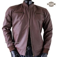 Jual Jaket Kulit Pria - Varsity Series - Ariel ARL-033 90% Mirip Kulit Asli Murah