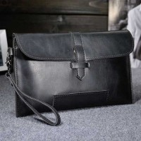 Tas Genggam Kulit Leather Clutch Bag Hitam