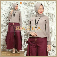 Setelan Muslim Baju Celana Kerudung Kazka Murah Lebaran Wanita Grey