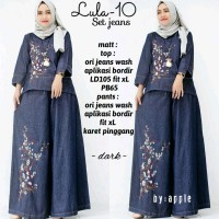 baju perempuan setelan jeans dress gamis jumbo kain katun maxi dress