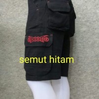 Celana Pendek Cargo Pria / Celana Pendek Kempol Hitam Prapatan Rebel