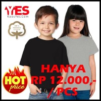 BEST DEAL 3 PCS - KAOSYES KAOS POLOS ANAK (HITAM & ABU MISTY) - HITAM