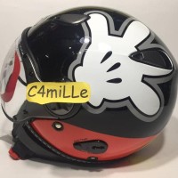 PROMOO! HELM RETRO KYT ELSICO MICKEY HAND BLACK RED HALF FACE PILOT
