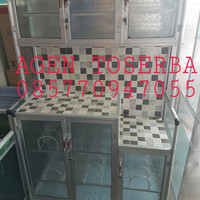 Rak piring keramik 3 pintu roda , rak makan keramik magicom murah