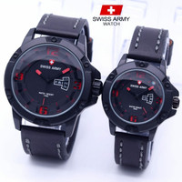 Jam Tangan Couple Swiss Army 6295 Tali Kulit ( Aigner Bonia Gc Rolex )