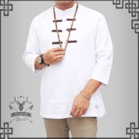 Pakain Muslim Pria Baju Koko Baju koko pria model kancing cina putih