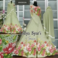 LIDYA SYARI JERSEY MOTIF BUNGA CANTIK BAJU MUSLIM JERSEY