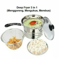 Deep Fryer Panci Kukus Serbaguna 3in1 Goreng Kukus Dan Rebus 22Cm