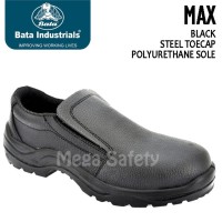 Termurah Bata Max Black Hitam Classic Slip On Sepatu Safety Shoes Ter