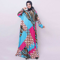 Baju Gamis Jumbo Jersey Korea 6L Gamis Busui Resleting Depan