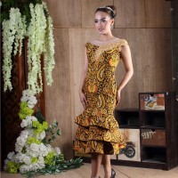 Baju Wanita Dress Batik Modern Baju Pesta Batik Katun Kombinasi Brokat