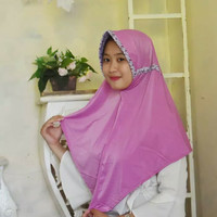 Hijab Instan Terbaru/Jilbab Remaja Sumita Ungu Mix Bunga Real Pic
