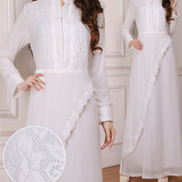 Baju Gamis Wanita Jumbo / Gamis Brukat / Syari Putih Untk Umroh & Haji