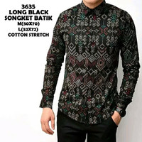 Jual kemeja lengan panjang hitam black songket batik pria murah Murah