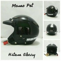 TERMURAH HELM BOGO RETRO SNI JPN MOMO HITAM GLOSY + PET JUAL