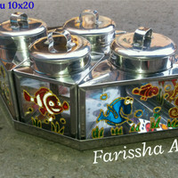 Toples Set Perahu Motif Kaleng Kerupuk / stainless krupuk unik