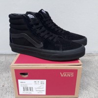 SEPATU SEKOLAH KULIAH SNEAKERS VANS SK8 HI FULL BLACK ORIGINAL BNIB
