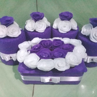 Set Toples Lebaran Mawar Ungu/Set Toples Hias Flanel