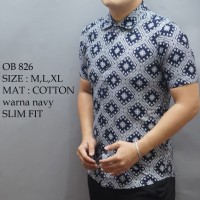 Jual Baju kemeja Pria Cowok Fashion Batik lengan panjang pendek slim fit Murah