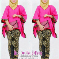 setelan baju batik set wanita muslimah baju batik kondangan berhijab
