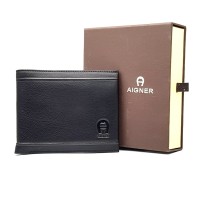 DOMPET LIPAT PRIA KULIT ASLI PREMIUM AIGNER AUN BLACK