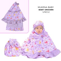Busana  Muslimah) MUKENA ANAK UNICORN UNGU SIZE XXS / BABY (1-2 TAHUN)