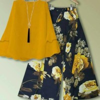 BAJU TERBARU setelan st st kulot wanita bunga big size jumbo flower