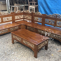Meja Kursi Kayu Jati, 1 Set Kursi Sudut Bagong Trawang GRATIS ONGKIR